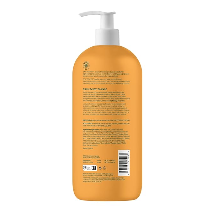 ATTITUDE Volume and Shine Hair Shampoo, EWG Verified, For Thin Hair, Naturally Derived Ingredients, Vegan and Plant Based, Soy Protein And Cranberries, 32 Fl Oz