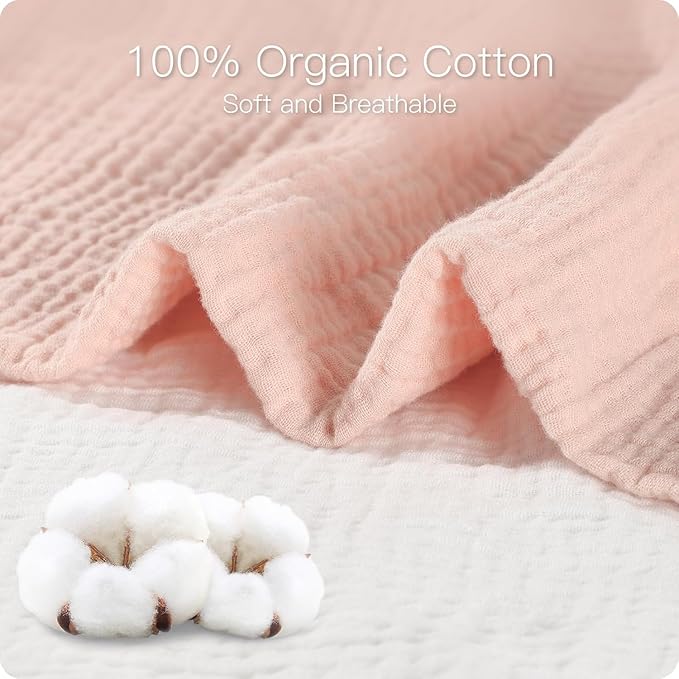 100% Organic Cotton Muslin Pack and Play Sheets Fitted 38”x26”, Mini Crib Sheets Compatible with Graco/hiccapop/YENING/Dream On Me/Babylicious Pack N Play Mattress, Playard Bedding Sheet Bed Cover