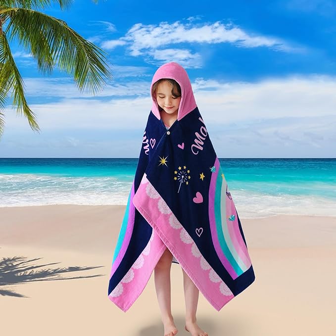 VOOVA & MOVAS Toddler Towels for Girls Age 3-8, 30''X50, Soft Thick Absorbent Cotton Towels for Boys | Perfect for Beach, Pool, Bath, Magic Unicorn