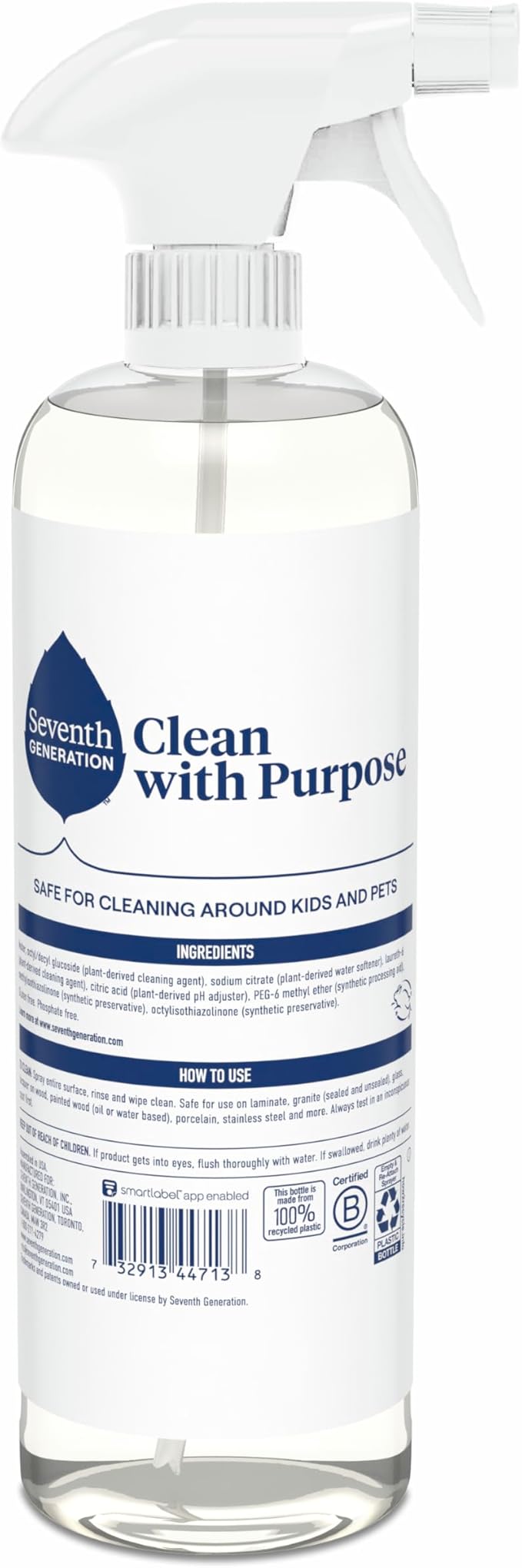 Seventh Generation All Purpose Cleaner, Biodegradable Formula, Free & Clear, 23 oz (Pack of 8)