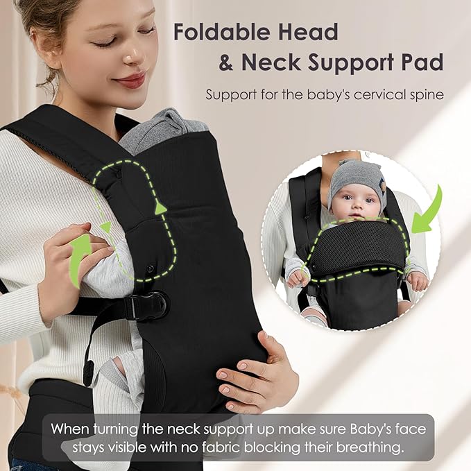 Baby Carrier Newborn to Toddler, Adjustable Toddler Carrier, Baby Holder Carrier, Kangaroo Infant Carriers with Widen Shoulder Straps, Black