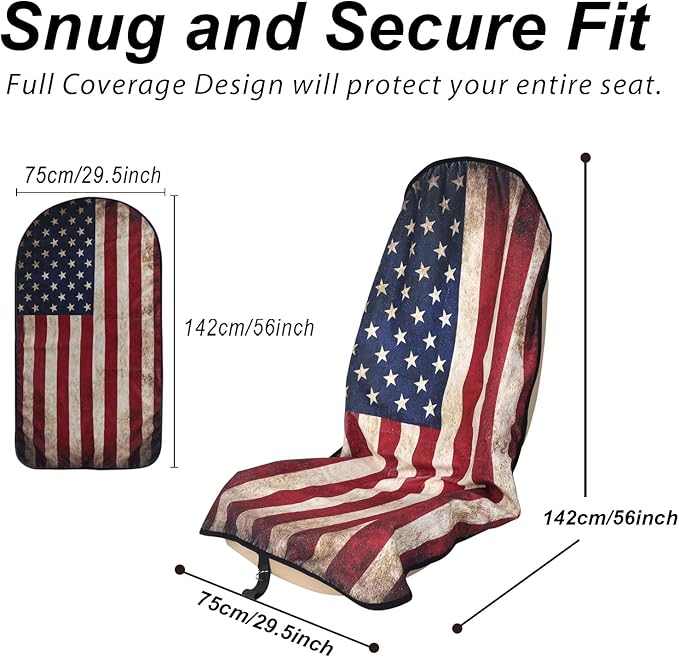 Sweat Towel Car Seat Cover Protector Front Seats for Gym Workout, Running, Swimming, Beach and Hiking, Waterproof Universal Seat Cover for Car, Truck, Van & SUV (2pcs Front Seat)