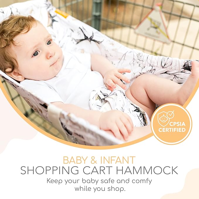 Binxy Baby Shopping Cart Hammock – Infant Seat for Grocery Carts – Holds Car Seats Securely – Compatible with Select 4-Seater Wagons (20–24” Wide) – Supports Up to 50 lbs – Coming Up Roses