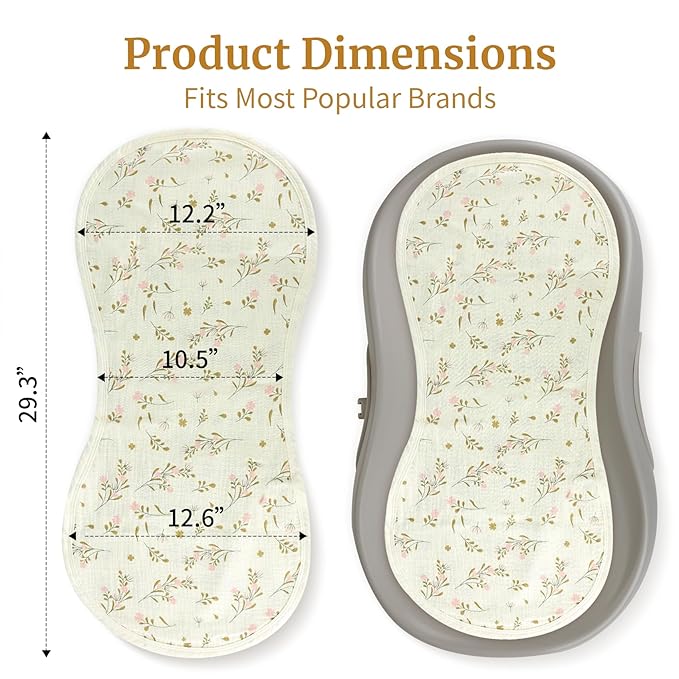 4-Pack Muslin Changing Pad Liners, Extra Thick & Ultra Soft for Warm Comfort, Waterproof Diaper Mat for Keekaroo Peanut & All Standard Baby Changers, 2-Sided Reusable (Pink)