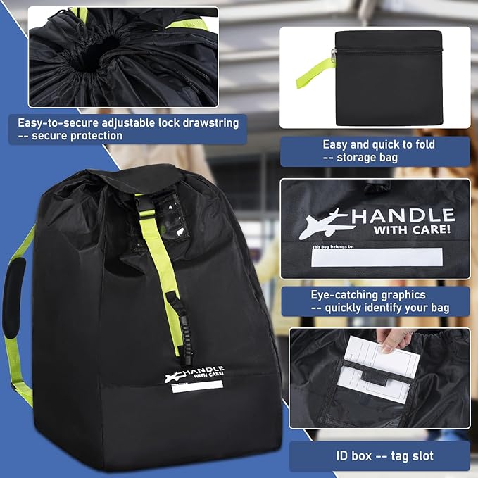 Car Seat Travel Bag for Airplane - Fits Infant Car Seats, Convertible Car Seats, Booster Seats, Car Seat Bases - for Worry-Saving, Effortless and Safe Travel