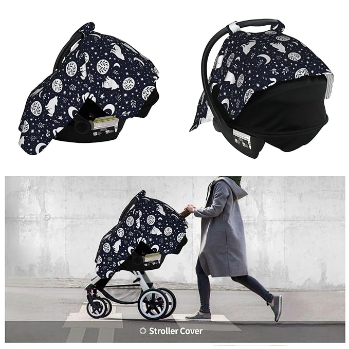 Wolf Star and Moon Baby Car Seat Canopy Nursing Cover for Newborn Car Seat Breastfeeding Covers Blanket Newborn Shower Gift
