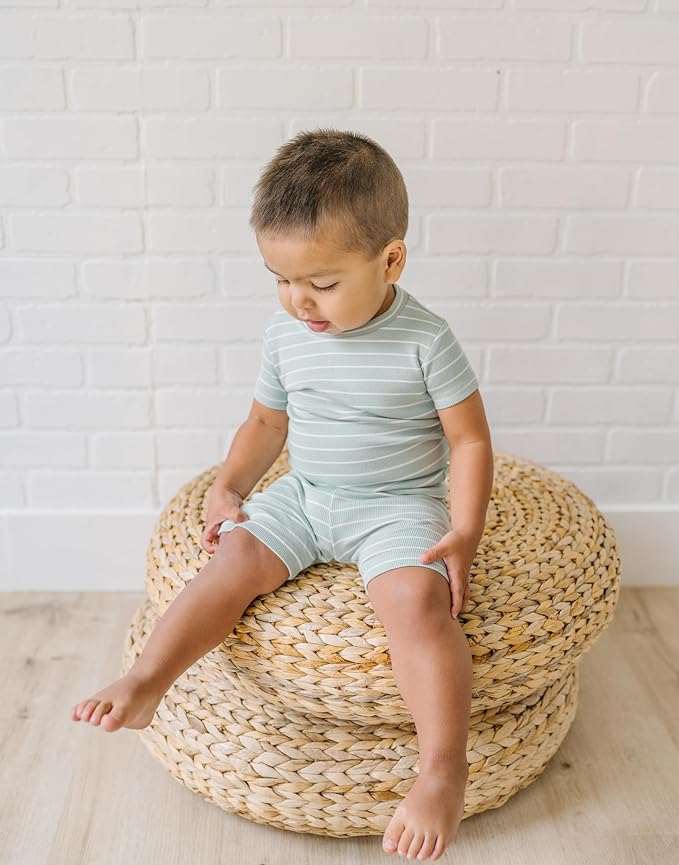 moimoln Stripe Pajamas Set 12M-8Y Ribbed Unisex Baby & Toddler, Soft Viscose, Snug-Fit, Everyday Sleepwear