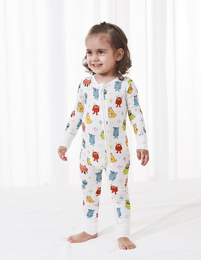 Baby Zippered Rompers Newborn Pajamas Sleepers Long Sleeve Jumpsuits Infant Zipper Romper-Viscose from Bamboo