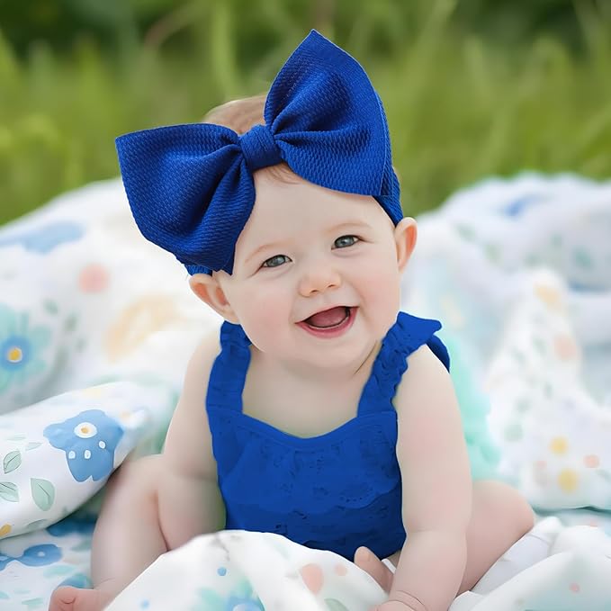 Super Durable Soft Knot Headbands with Hair Bows Infant Toddlers Kids Hair Accessories Blue Green Headband for Newborn Baby Girls