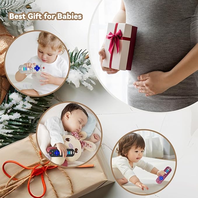 3 Pack Remote Control Shape Silicone Teethers for Babies Chew Toys, Teething Toys for Infant Toddlers,Baby Remote Control Toy, teethers for Babies 6-12 Months (Purple&Blue&Pink)