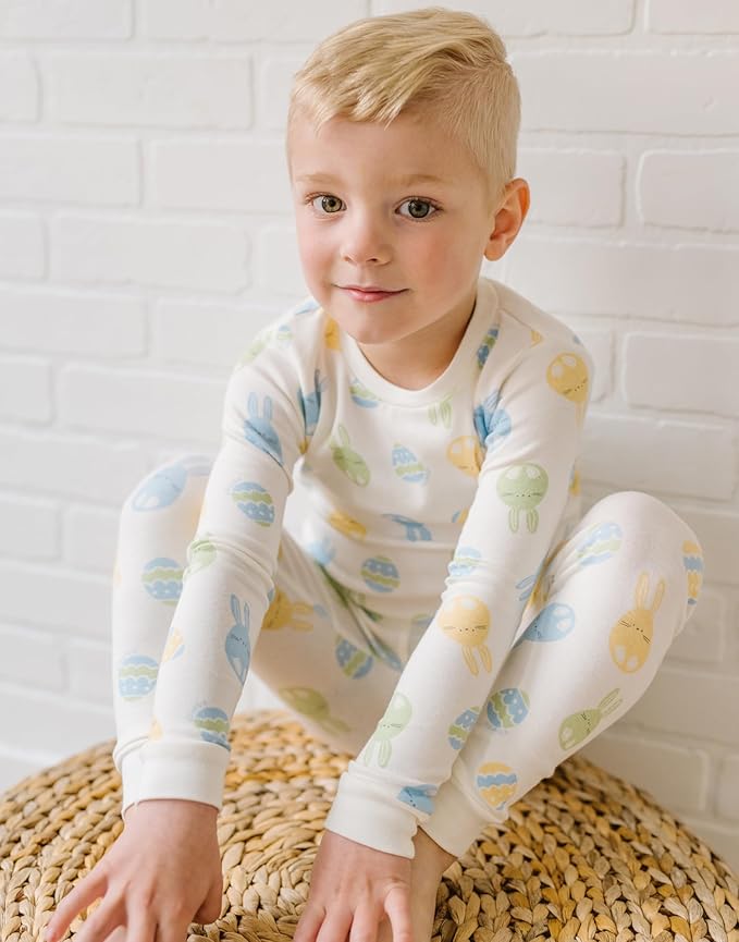 moimoln Sibling Matching 6M-8Y Soft Warm Cotton Modal Character Long Sleeve Snug-Fit Pajama Long Sleeve Sleepwear Daily