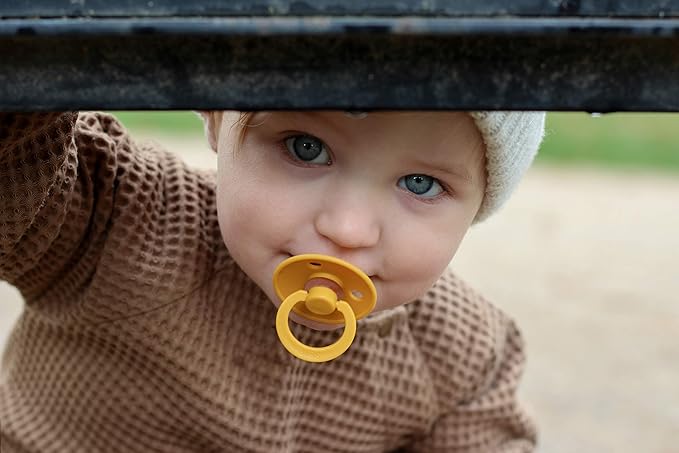 Bibs Pacifiers Color Collection, Set of 2 BPA-Free Latex Pacifiers Made in Europe, Round Nipple Baby Pacifier.