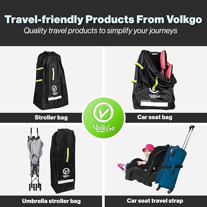 V VOLKGO Extra Padded Car Seat Travel Bag for Airplane, Heavy Duty Car Seat Bags for Air Travel Large Durable Carseat Carrier Bag, Airport Gate Check Bag with Padded Shoulder Strap