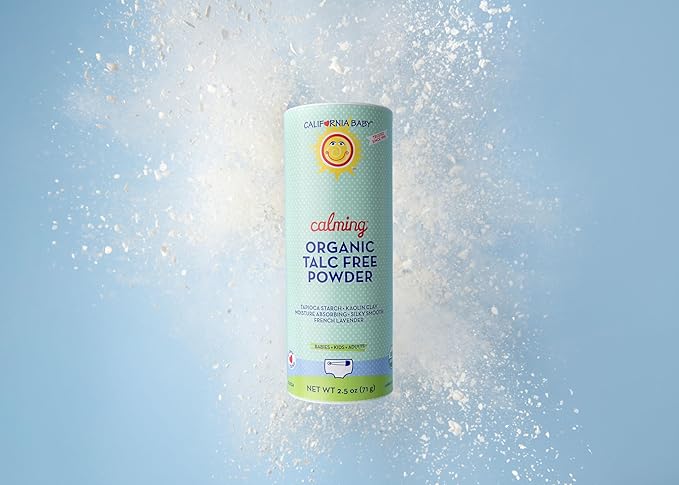California Baby Powder | Certified Organic Baby Powder Talc-Free | Absorbs Moisture + Anti-Chafing | Lavender Baby Powder Travel Size | 2.5oz / 71g