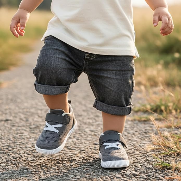 MORENDL Toddler Sneakers Baby Boys & Girls Barefoot Shoes Lightweight Breathable Walking Running Tennis Athletic Sport Shoes