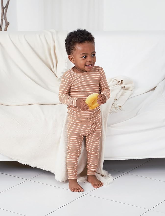 AVAUMA Stripe Pattern Baby Boys Girls Pajama Set Kids Toddler Snug fit Ribbed Sleepwear pjs for Daily Life Style