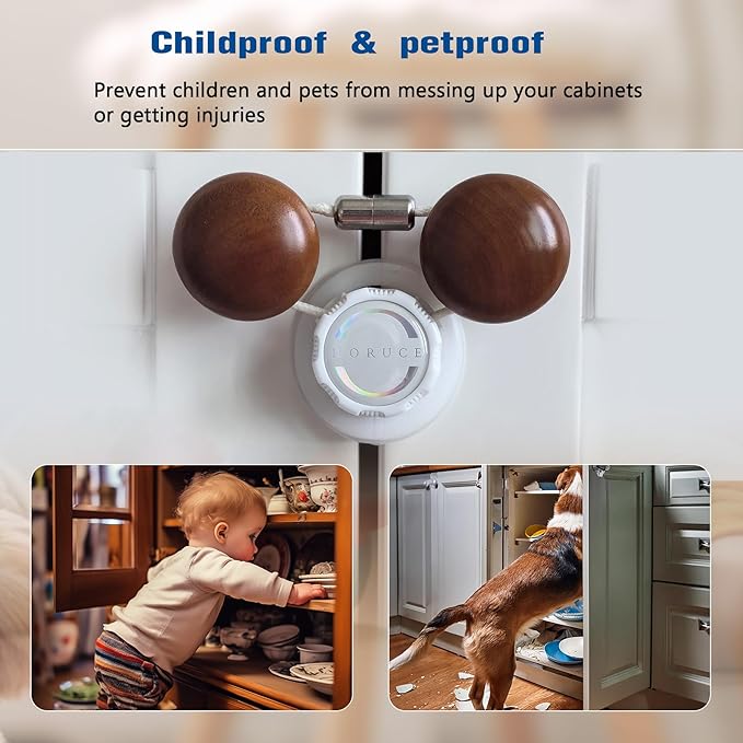 5 Pack Cabinet Locks Baby Proofing For Knobs & Handles, Length Adjustable Child Safety Locks, Easy to Use Safety Child Locks No Drill No Screws No Adhesive No Magnets No Tools. (White)
