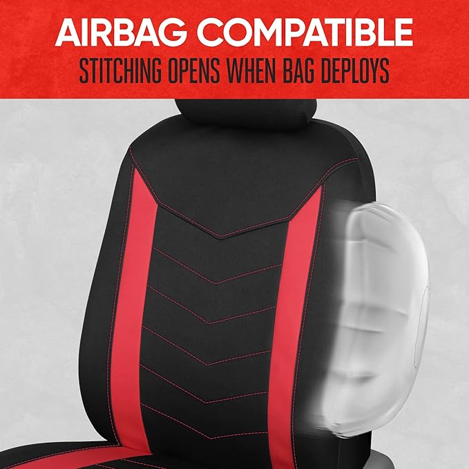 Motor Trend SpillGuard 2 Red Seat Covers for Cars & Seat Covers for Trucks - Neoprene Lining Waterproof Car Seat Covers Front Seats Only - SUV Seat Covers Protector - Forros para Asientos de Carro