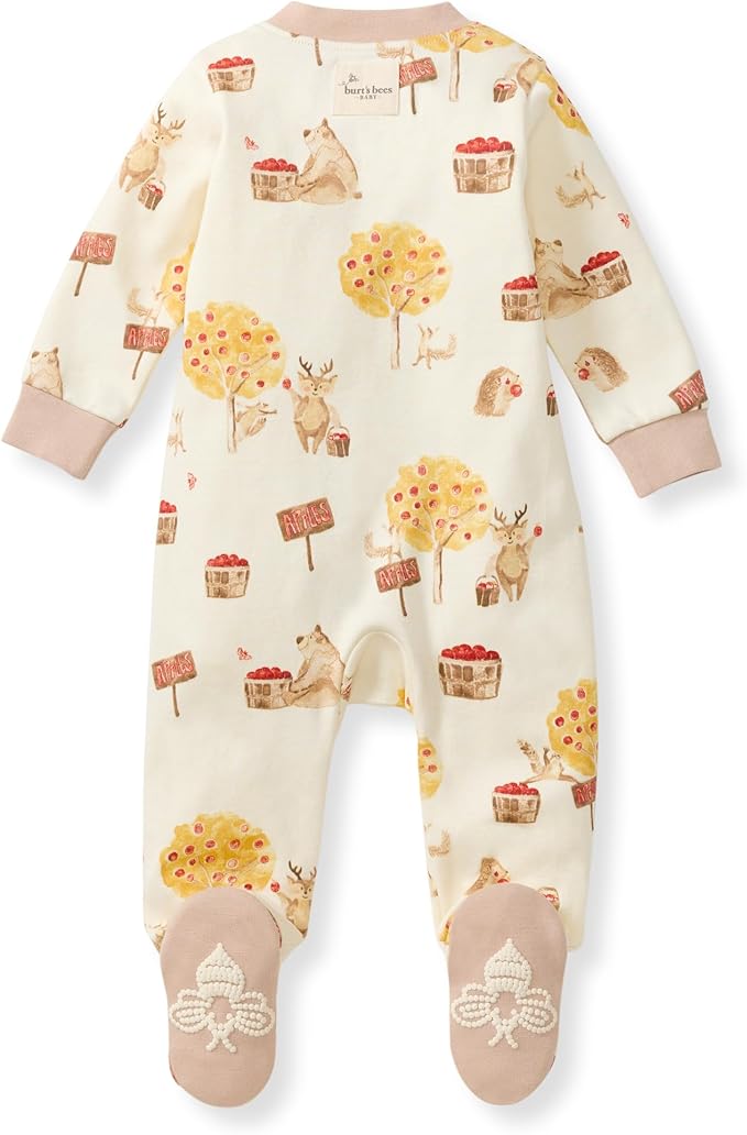 Burt's Bees Baby Boys Sleep and Play PJs, 100% Organic Cotton One-Piece Zip Front Romper Jumpsuit Pajamas
