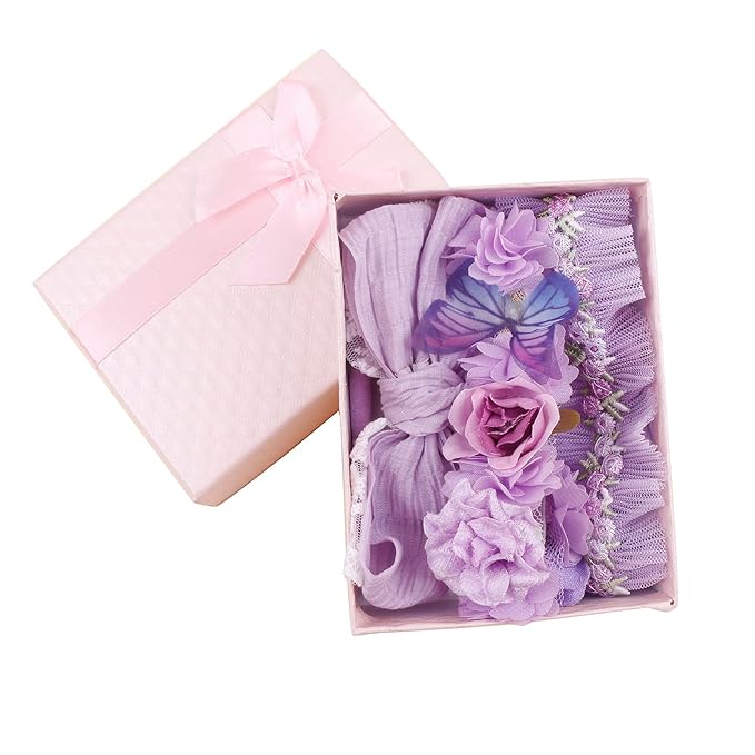 cherrboll 3pcs Baby Girl Headbands Flowers, Super Soft & Stretchy Nylon Floral Hairbands for Newborn Toddler