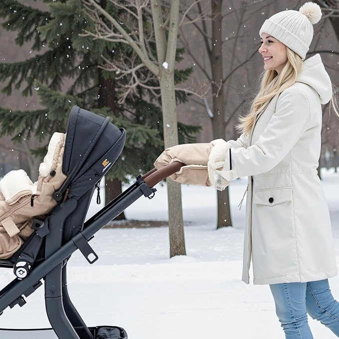 Momcozy Stroller Gloves Warmmuffs | Universal Winter Anti-Freeze Stroller Mittens | Handmuff Accessories |Plush,Weather-Proof