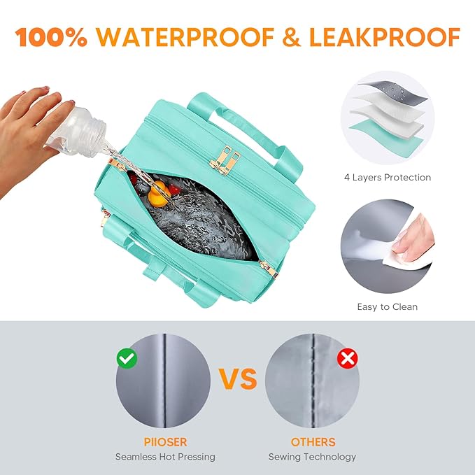 PIIOSER Breastmilk Cooler Travel Bag with Ice Pack, Compatible with Wearable Breast Pumps & Accessories - Portable Breast Pumps Carrying Case for Nursing & Working Moms (Green-Small)