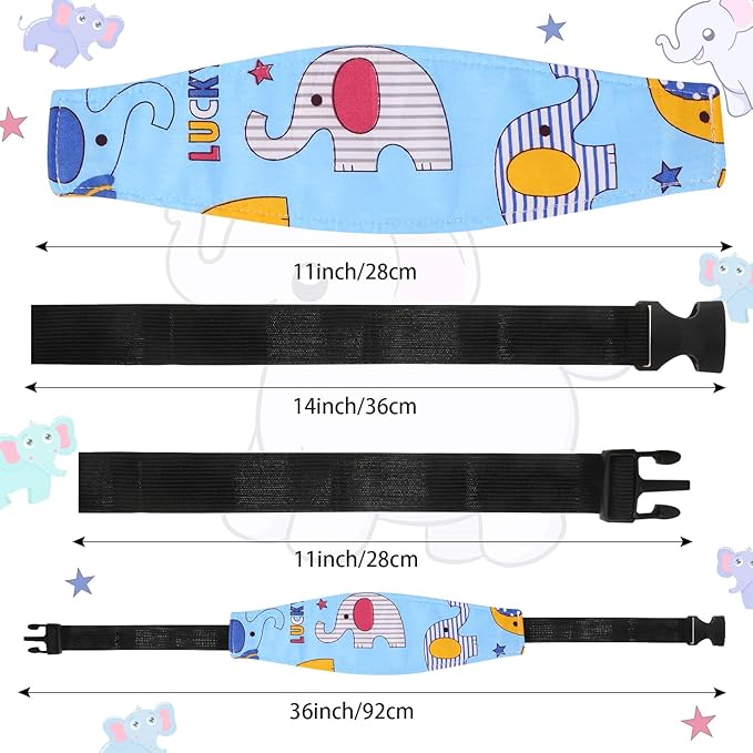 HESTYA 2 Pcs Carseat Head Support Toddler Stroller Seat Headrest for Sleeping Traveling Neck Relief Headband Strap for Kids Children Toddler Infant(Elephant)