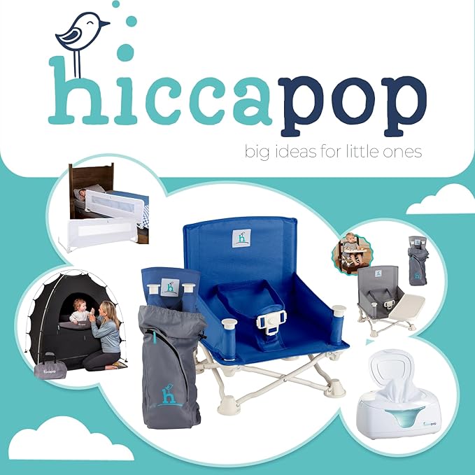 Hiccapop OmniBoost Travel Booster Seat with Tray for Baby | Folding Portable Baby Booster Seat for Dining Table, Camping, Beach, Grandma’s | Tip-Free Design Straps to Kitchen Chairs - Booster Chair