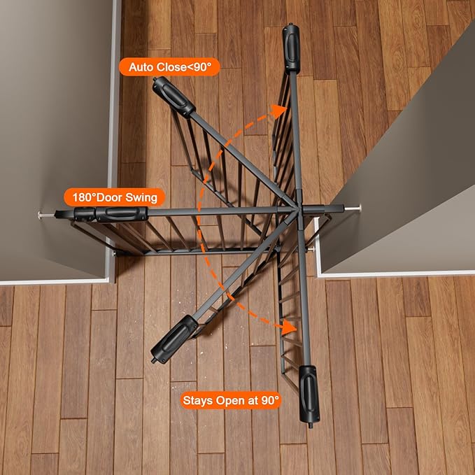 Wide Baby Gate for Stairs Doorways 30" Tall 34 to 38.5 Inch Wide Pressure Mounted Baby Gate Walk Through Child Gates for Kids or Pets Indoor Safety Gates