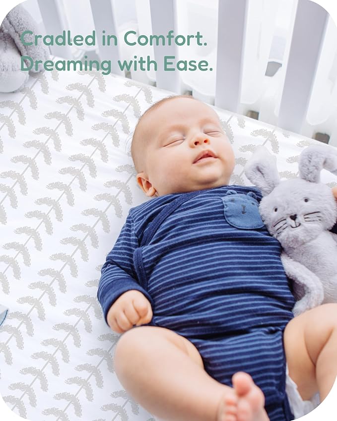 Pack and Play Sheets Fitted 2 Pack, 38x26 Graco Pack n Play Sheets for Playard & Travel Crib Mattress, Ultra Soft Jersey Knit, Breathable Stretchy Deep Pocket, Compatible with Mini Cribs
