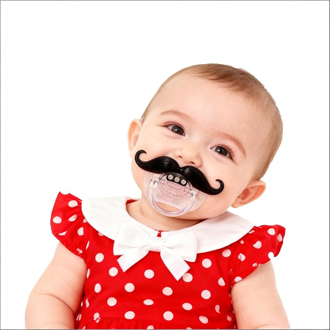 Funny Baby Pacifiers 0-18 Months - Mustache &Teeth Designs, Adorable Novelty Pacifiers for Baby Boys & Girls，BPA-Free