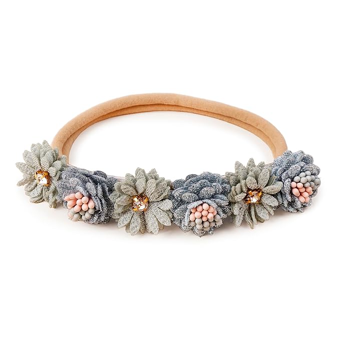 cherrboll 3pcs Baby Girl Headbands Flowers, Super Soft & Stretchy Nylon Floral Hairbands for Newborn Toddler