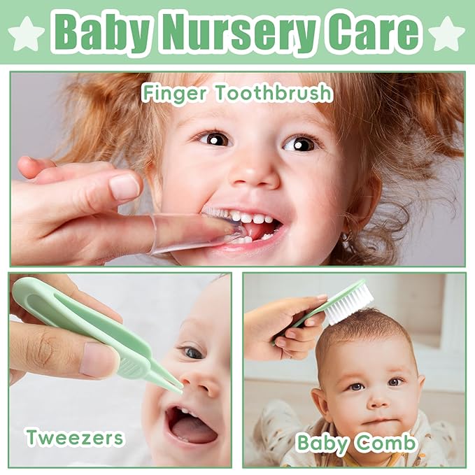 Baby Grooming Kit for Boys Girls Safety Newborn Nursery Essentials Grooming Set Green 18 in 1
