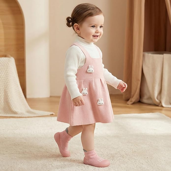 Hstyle Baby Sock Shoes Toddler Walking Shoes Infant Non-Slip Slippers Soft Rubber Sole Sneakers for Baby Boys Girls