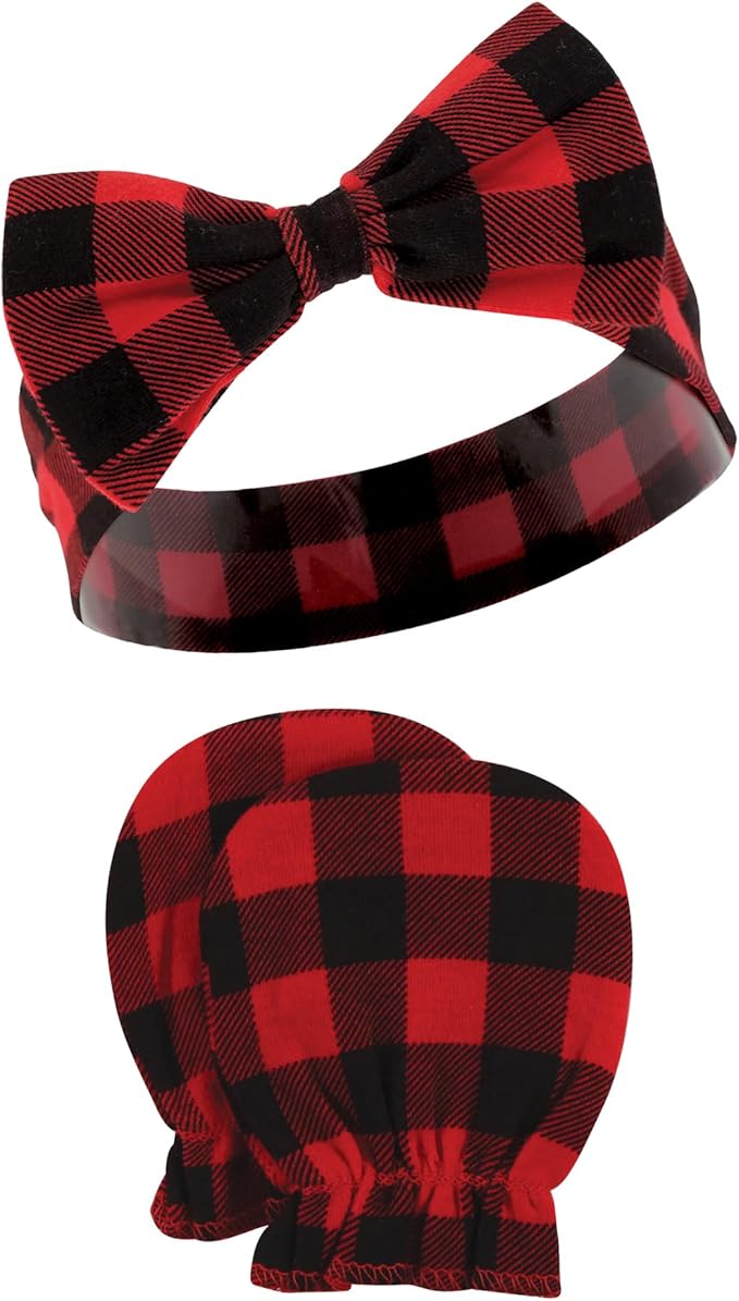 Hudson Baby baby-girls Cotton Headband and Scratch Mitten Set