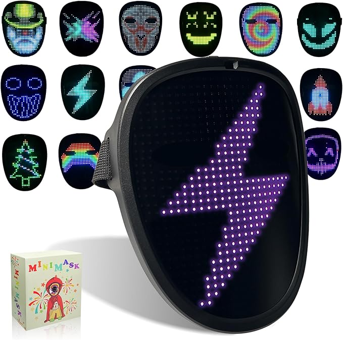 Led Mask Light up Mask with Gesture Sensing, Cool Glowing Toys Masks Great Gift for Halloween Christmas Costume Party
