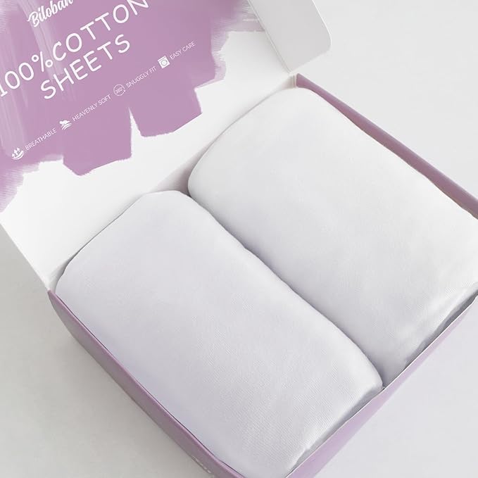 100% Cotton Bassinet Sheets Compatible with YADAQE, Larex, Li'l Pengyu, BCOL, Miclassic, Milliard, TCBunny and Evolur Stellar Bedside Bassinet, 2 Pack, Ultra Soft Bassinet Sheet for Baby, White