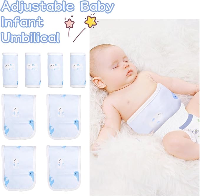 4Pcs Baby Infant Umbilical Cord Belly Bands Cartoon Cotton Soft Baby Belly Belt, Adjustable Newborn Belly Button Wrap, Baby Tummy Wrap for Protection, Baby Gifts for 0 to 12 Months(Whale)