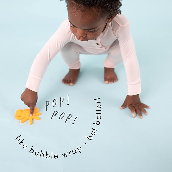 Doddle & Co. The Chew Sunshine Teether with Poppable Bubbles | Toddler Teething Fidget Toy for Baby | Enhaces Oral Fit & Easy to Hold & Grab | Helps in Development for New Born Babies | Pack of 1