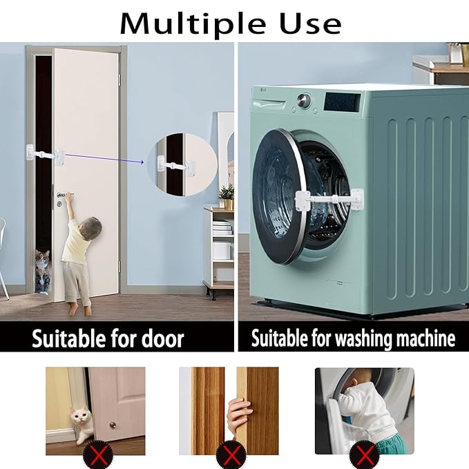 CMINGJ（2 Pack） Child Proof Window Restrictor, Adjustable Baby Safety Window Lock, Window Safety Locks for Toddlers & Pets, Easy to Install Suitable for Door, Washing Machine, Cat Door (White)