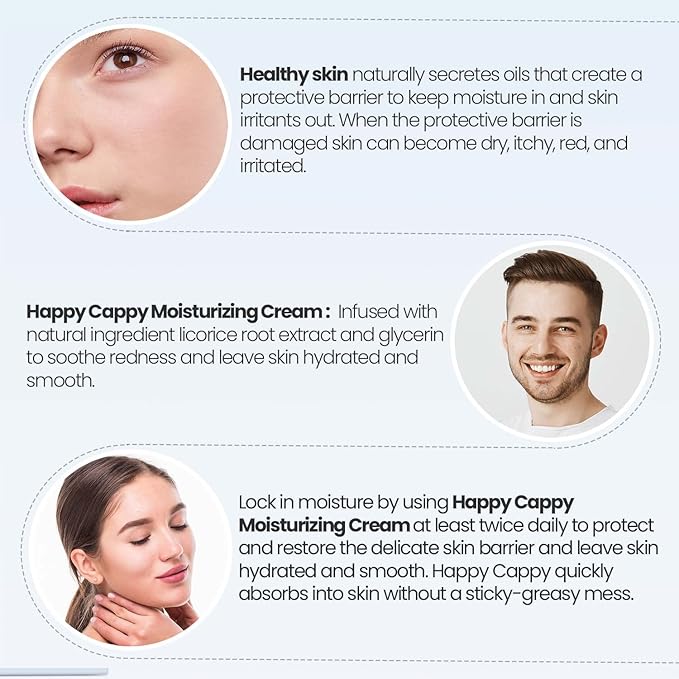 Happy Cappy Moisturizing Cream - Baby Eczema Cream, Eczema Lotion for Kids, Pediatrician-Formulated, Gentle, Paraben Free, Hypoallergenic, Soothes Dry Skin - 6 Fl Oz (Pack of 3)