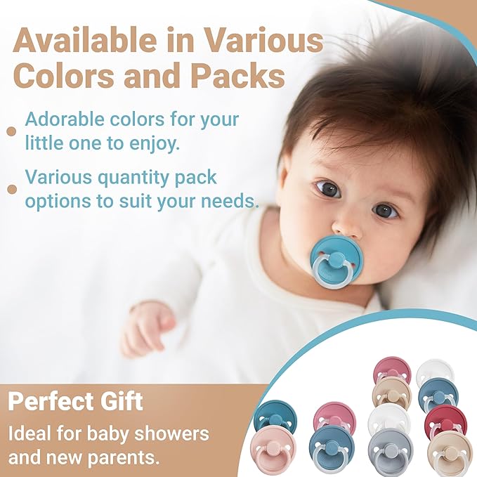 ButtonMe Premium Soft Silicone Pacifiers 6-18 Months BPA Free Baby Pacifier - 2-Pack of Comfortable & Stylish Baby Pacifiers 6-18 Months for Baby Boy & Girl - Hospital-Grade Silicone Baby Pacifiers
