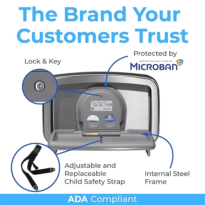 Koala Kare Baby Changing Station Horizontal Surface-Mounted, Model KB310-SSWM (Stainless Steel)
