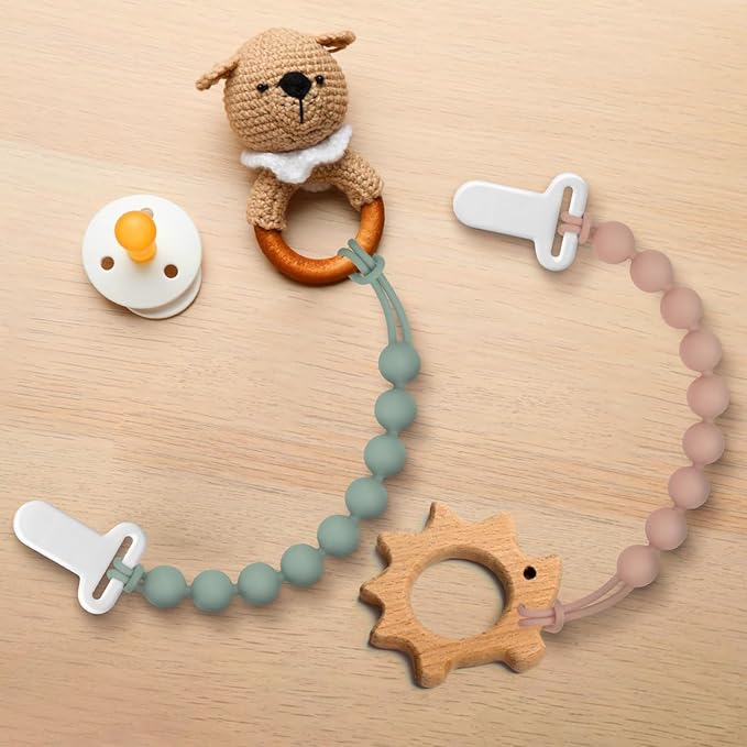 Pacifier Clips Silicone, 4-Pack Pacifier Holder Clip with Stylish Round Design, 100% Food Grade Silicone, Safe Essentials for Newborns Baby Boys and Girls