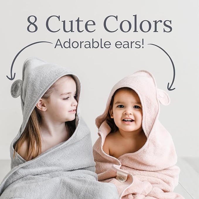 Natemia Hooded Baby Bath Towel - 100% Organic Cotton Baby Towels for Newborns, Toddlers, Boys, Girls - Soft Absorbent 450 GSM - Gentle on Sensitive Skin - Baby Shower Registry Gift (35" x 35")