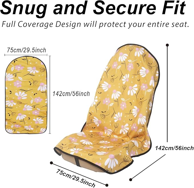 Sweat Towel Car Seat Cover Protector Front Seats for Gym Workout, Running, Swimming, Beach and Hiking, Waterproof Universal Seat Cover for Car, Truck, Van & SUV (2pcs Front Seat)