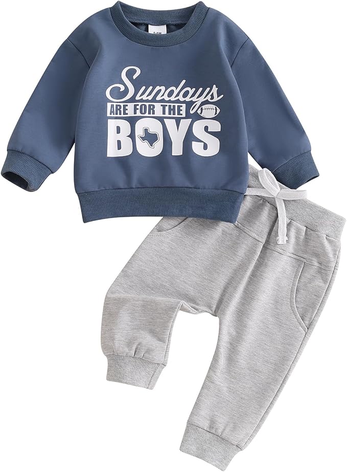 ZAXARRA Toddler Newborn baby boys Fall Outfits Long Sleeve Letter Print Sweatshirt Tops Pocket Pants Casual Clothing Sets