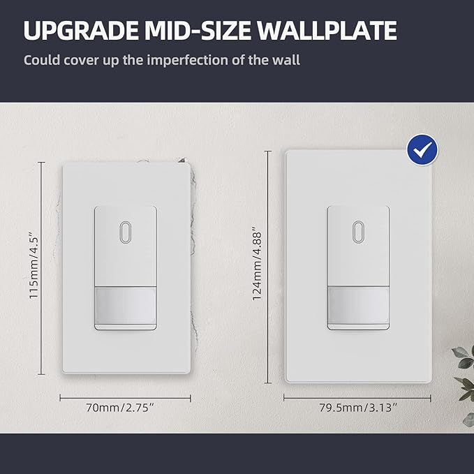ELEGRP 1-Gang Screwless Decorative Wall Plates, Mid-Size Unbreakable Thermoplastic Faceplate Cover for Decorator Receptacle Outlet Switch, UL Listed (5 Pack, Matte White)