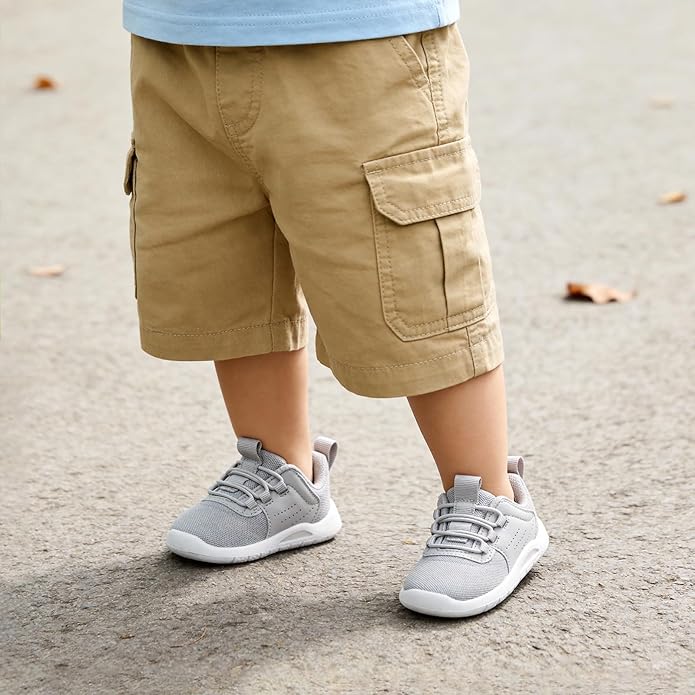 MORENDL Toddler Slip On Sneakers Baby Walking Shoes Non-Slip Breathable Unisex Pink Mesh Lace-Up Athletic Sneakers Infant Running Shoes