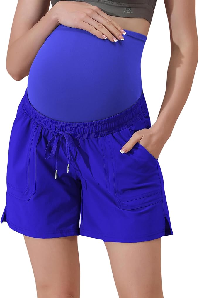 Maacie Maternity Hiking Shorts Quick Dry Waterproof 5" Workout Sports Shorts Outdoor Casual